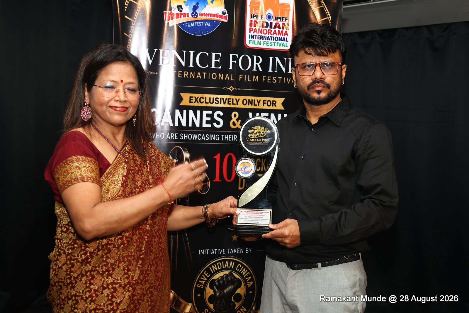 Krishna Sainanee presented with Venice for India Award